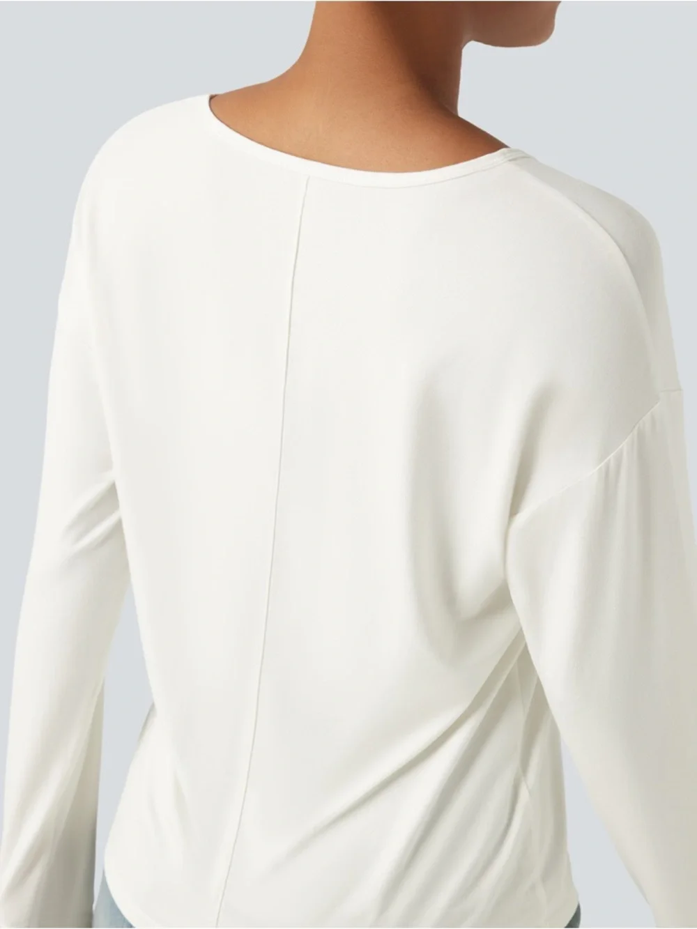 Halara V-Neck Long Sleeve Casual Top White Small NWT Soft Stretch Basic - Picture 6 of 7